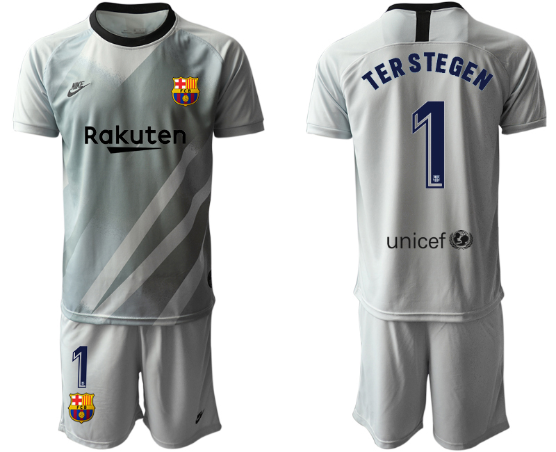 Men 2020-2021 club Barcelona grey goalkeeper #1 Soccer Jerseys1->barcelona jersey->Soccer Club Jersey